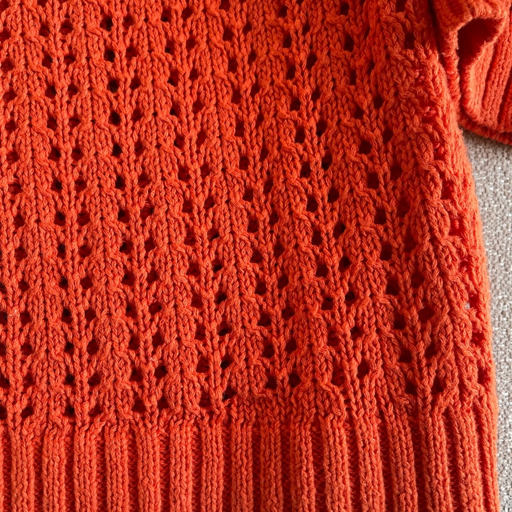 Talbots, Orange Open Stitch Crew Neck Sweater. Si… - image 2